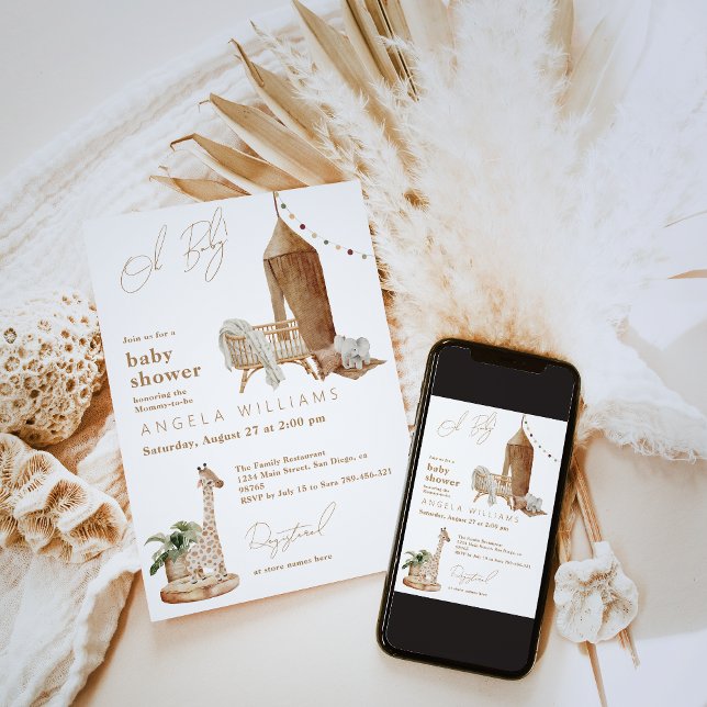 Oh Baby Boho Modern Gender Neutral Baby Shower  Invitation (Creator Uploaded)