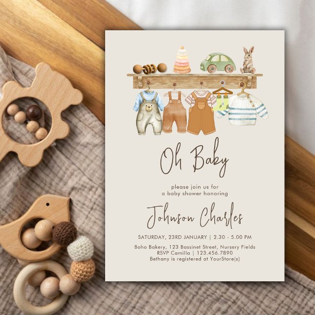 Oh Baby Boho Nursery Cute Neutral Baby Shower Invitation (Oh Baby Boho Nursery Cute Neutral Baby Shower Invitation)
