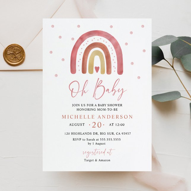 Oh Baby Boho Rainbow Baby Shower Invitation (Creator Uploaded)