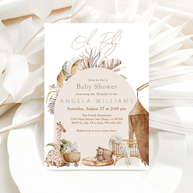 Oh Baby Boho Safari Nursery Neutral Baby Shower  Invitation (Creator Uploaded)