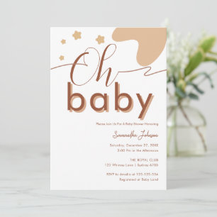Oh Baby Boho Script Gender Neutral Baby shower Invitation