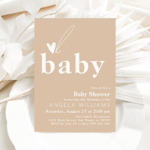 Oh Baby Boho Simple Heart Baby Shower  Invitation