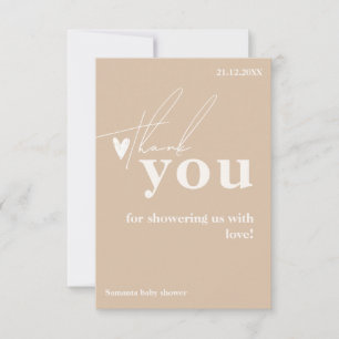 Oh Baby Boho Simple Heart Baby Shower  Thank You Card