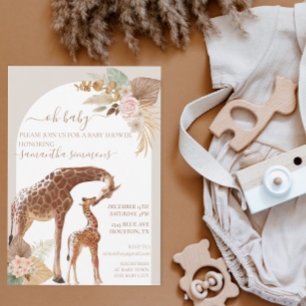 Oh Baby Boho Tropical Giraffe Mother Baby Shower Invitation