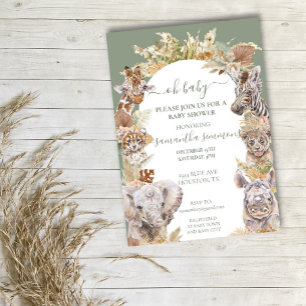 Oh Baby Boho Tropical Safari Jungle Animals Invitation