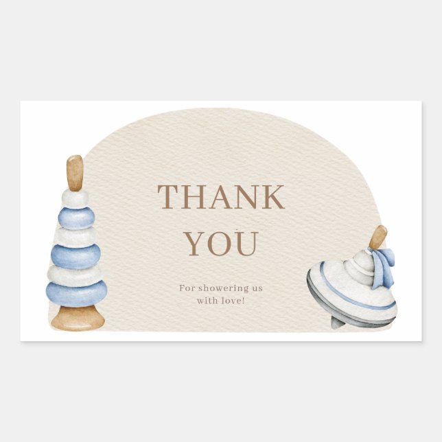 Oh Baby BohoWooden Blocks And Toys Thank You Rectangular Sticker (Front)
