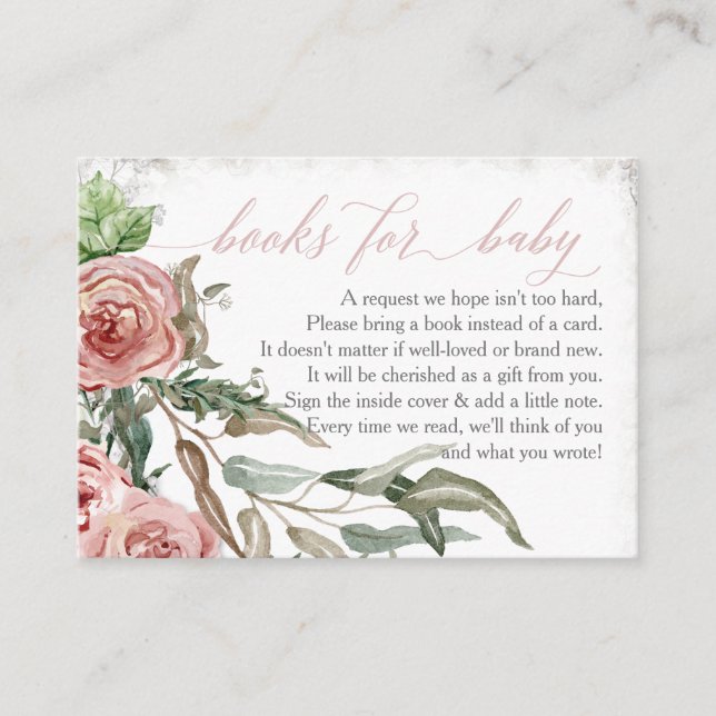 Oh Baby Book Enclosure Card Boho Blush Rose (Front)