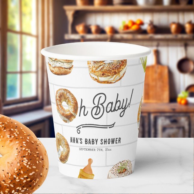 Oh Baby Bottles & Bagels Baby Shower Brunch Paper Cups (Creator Uploaded)
