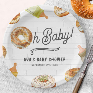 Oh Baby Bottles & Bagels Baby Shower Brunch Paper Plate
