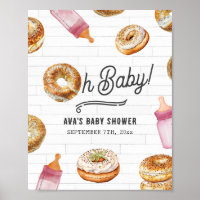 Oh Baby Bottles & Bagels Pink Baby Shower Welcome