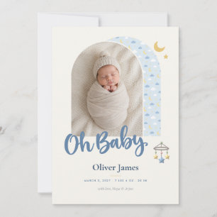 Oh Baby Boy Arch Photo Birth Announcement