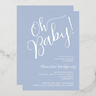 Oh Baby! Boy Baby Shower Blue Invitation