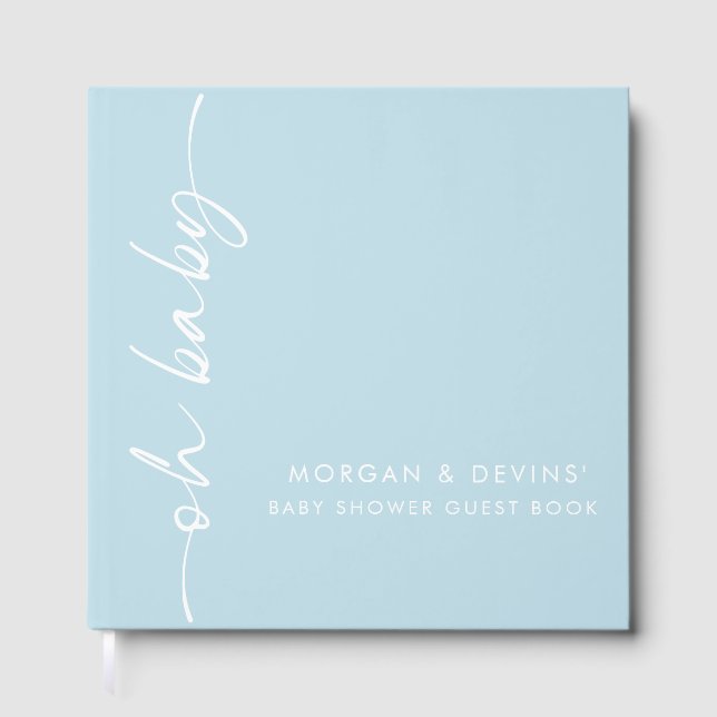 Oh Baby Boy Blue Baby Shower Guest Book (Front)