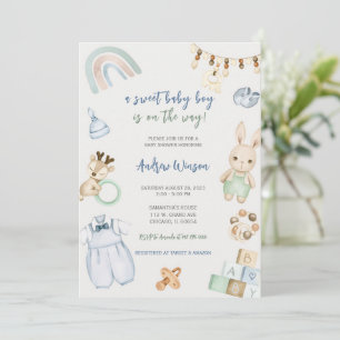 Oh Baby Boy Boho Shower Invitation
