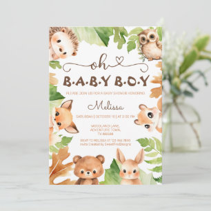 Oh Baby Boy Charming Woodland Baby Shower Invitation