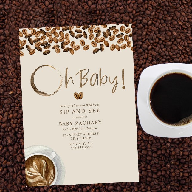 Oh Baby Boy Coffee Sip And See Invitation (Creator Uploaded)