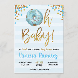 Oh Baby Boy Doughnut Baby Shower Sprinkle Invitati Invitation