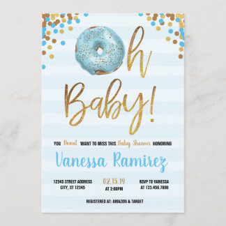 Oh Baby Boy Doughnut Baby Shower Sprinkle Invitati Invitation