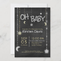 Oh Baby Boy Girl Chalkboard Moon Stars Baby Shower