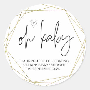 Oh Baby Boy Girl Cute Baby Shower Party Favour Classic Round Sticker