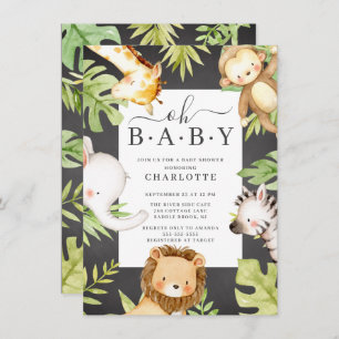 Oh Baby Boy Jungle Baby Shower Invitation