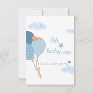 Oh Baby Boy Shower Invitation Sleeping Baby