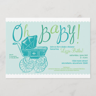 "Oh Baby!" boy shower party invitation