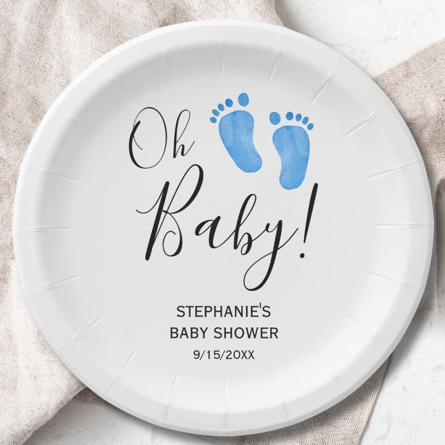 Oh Baby Boy's Baby Shower Paper Plate (Creator Uploaded)