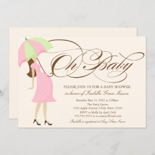Oh Baby   Brown Script Invitation
