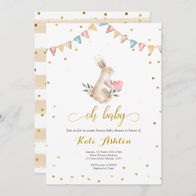 Oh Baby Bunny Baby Shower Invitation (Front/Back)
