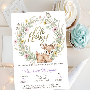 Oh Baby Butterflies Elephant Baby Shower   Invitation