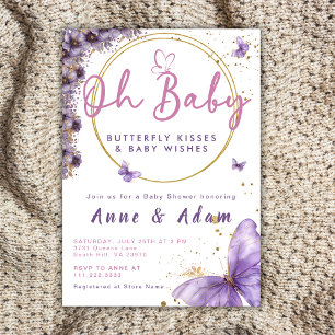 Oh Baby Butterfly Couples Shower Floral Pink Invitation