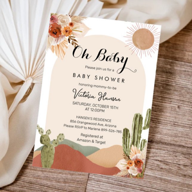 Oh Baby Cactus Desert Baby Shower Southwestern Invitation (Creator Uploaded)