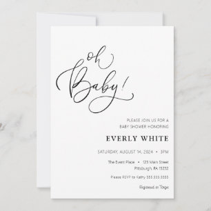 "Oh Baby" Calligraphy Baby Shower invitation