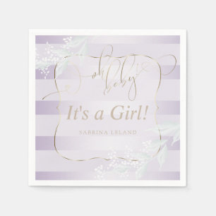 OH Baby! Calligraphy Ombré Lilac Stripes Napkin