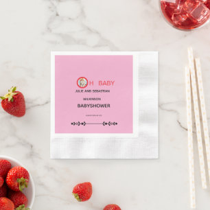 Oh Baby Cat Image Baby Shower Napkin