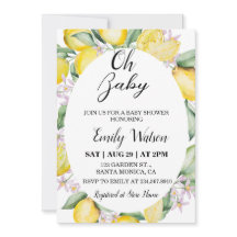 Oh Baby Citrus Lemon Baby Shower Invitation