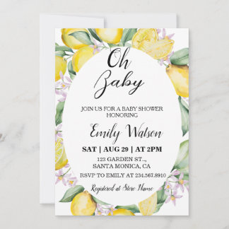 Oh Baby Citrus Lemon Baby Shower Invitation