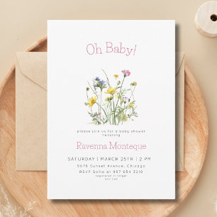 Oh Baby Classy Wildflower Floral Baby Shower  Invitation