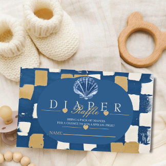 Oh Baby Coastal Seashell Diaper Raffle Enclosure Card