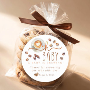 Oh Baby Coffee Baby Shower Thank You Favor Sticker