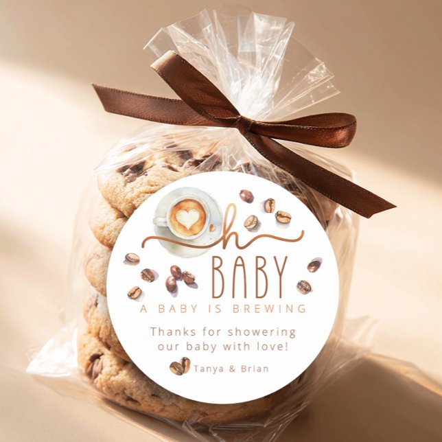 Oh Baby Coffee Baby Shower Thank You Favor Sticker (Oh Baby Favor Sticker)
