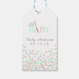 Oh Baby Confetti Baby Shower Gift Tag Pink Blue