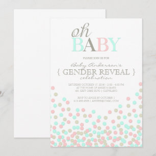 Oh Baby Confetti Gender Reveal Party   Pink Blue Invitation