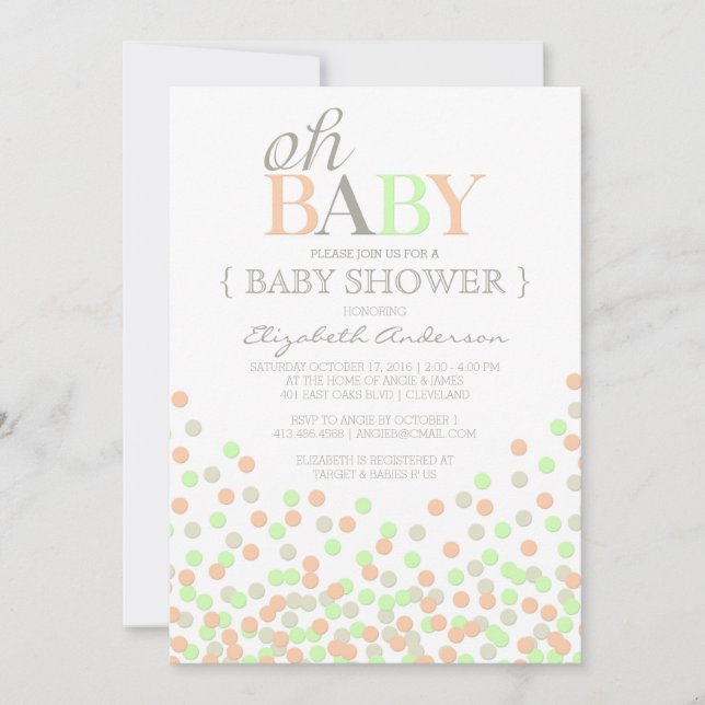 Oh Baby Confetti | Modern Baby Shower Invitation (Front)