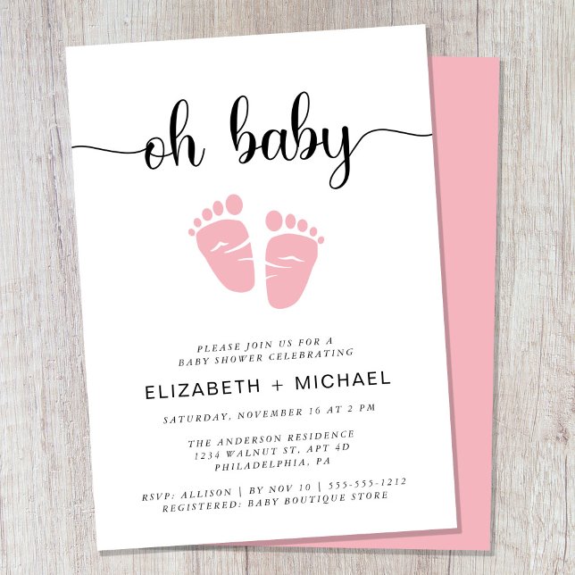 Oh Baby Couples Baby Girl Shower Invitation (Creator Uploaded)
