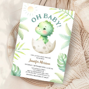 Oh Baby! Cute Baby Dino Dinosaur Baby Shower Invitation