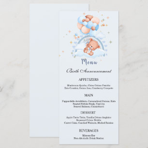 Oh Baby Cute Bear Birth Announcement Menu