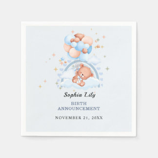 Oh Baby Cute Bear Birth Announcement Napkin
