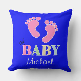 Oh baby Cute Custom New baby Name Nursery Cushion